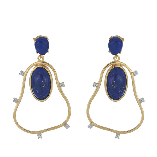 Goldplattierte Silberohrringe mit Lapislazuli aus Badakhshan