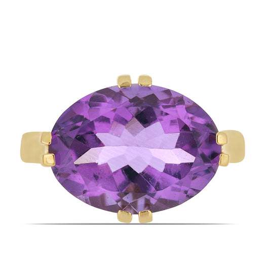 Goldplattierter Silberring mit Amethyst aus Vera Cruz