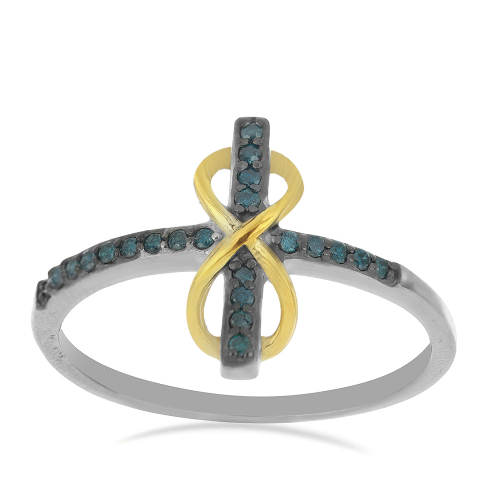 Goldplattierter Silberring mit blauem Diamant