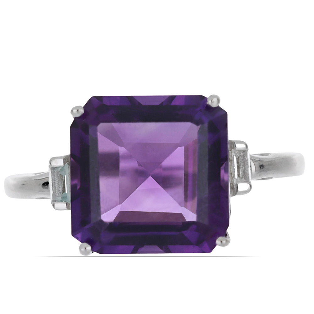 Silberring mit marokkanischem Amethyst und weißem Topas 1 