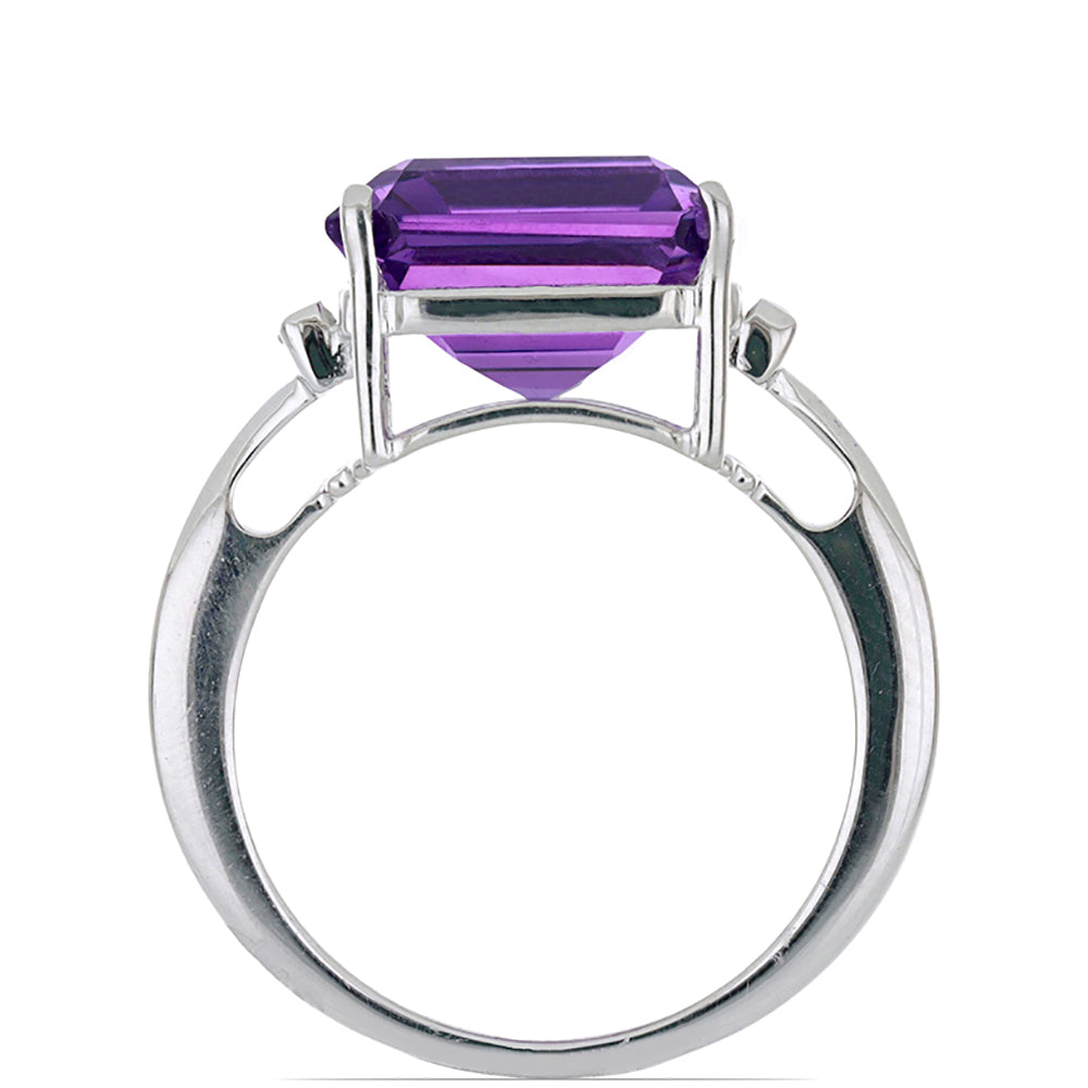 Silberring mit marokkanischem Amethyst und weißem Topas