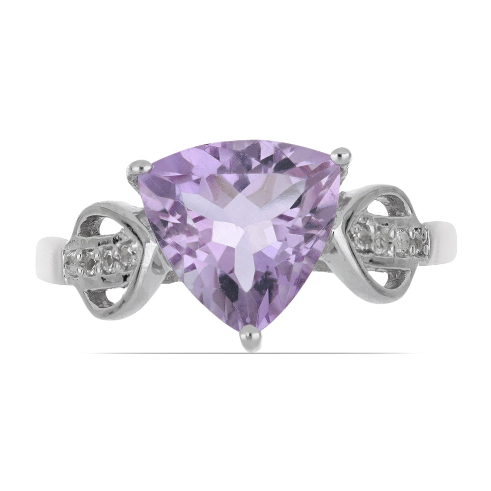 Silberring mit Rose De France Amethyst und weißem Topas 1 