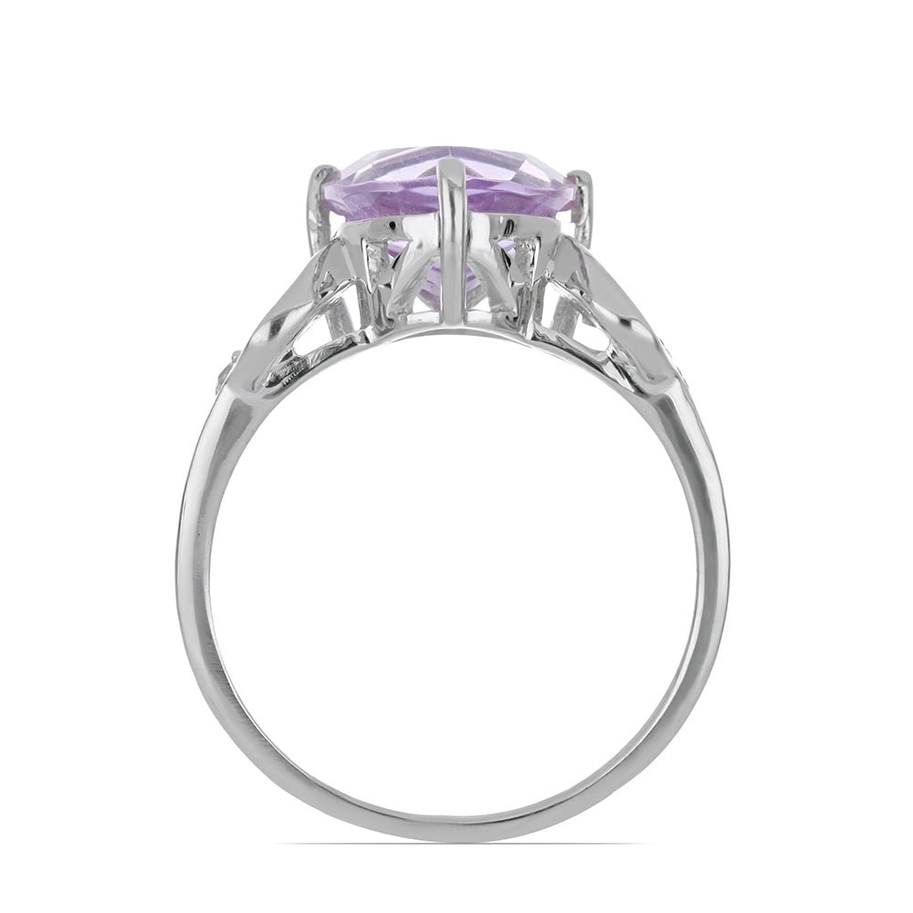 Silberring mit Rose De France Amethyst und weißem Topas 2 