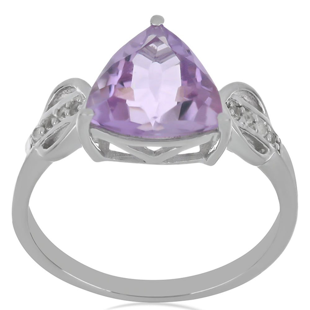 Silberring mit Rose De France Amethyst und weißem Topas