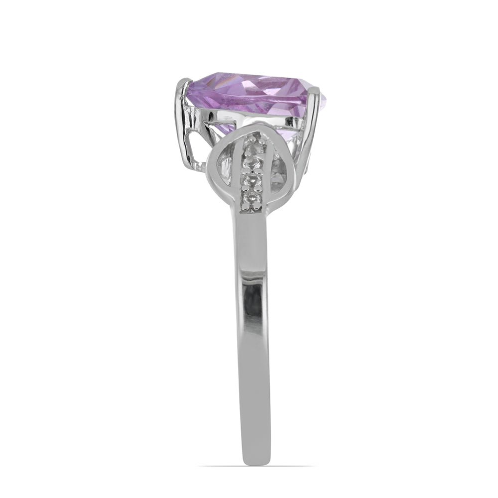 Silberring mit Rose De France Amethyst und weißem Topas