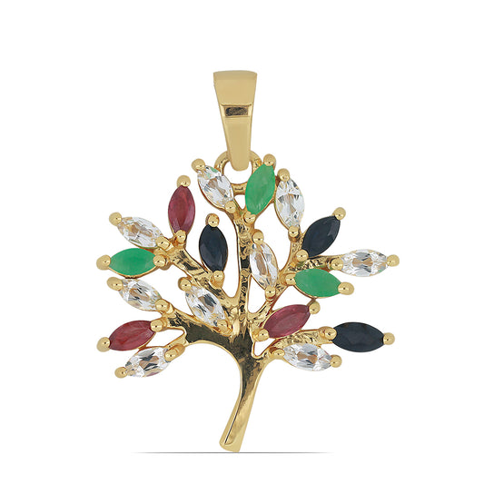 Goldplattierter Silberanhänger mit Rubin aus Madagaskar und brasilianischem Smaragd