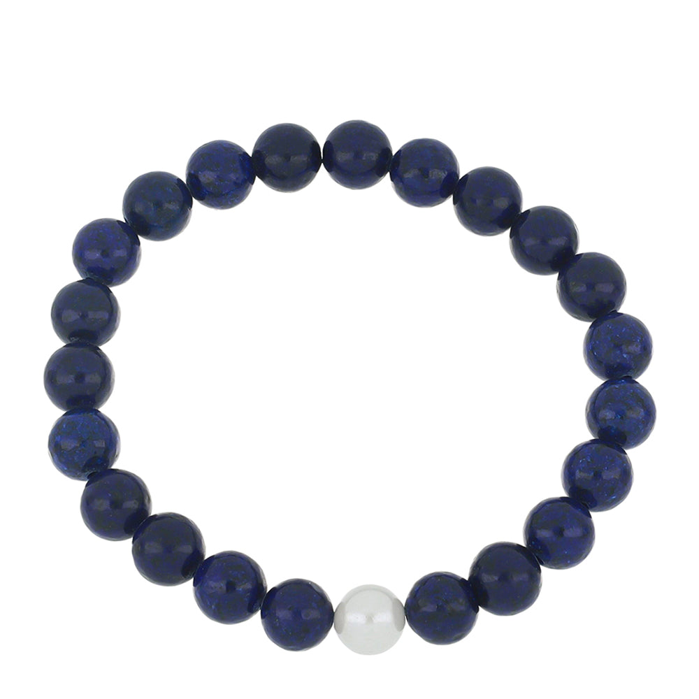 Nugget Armband mit Lapislazuli aus Badakhshan und weißer Süßwasserperle 1 