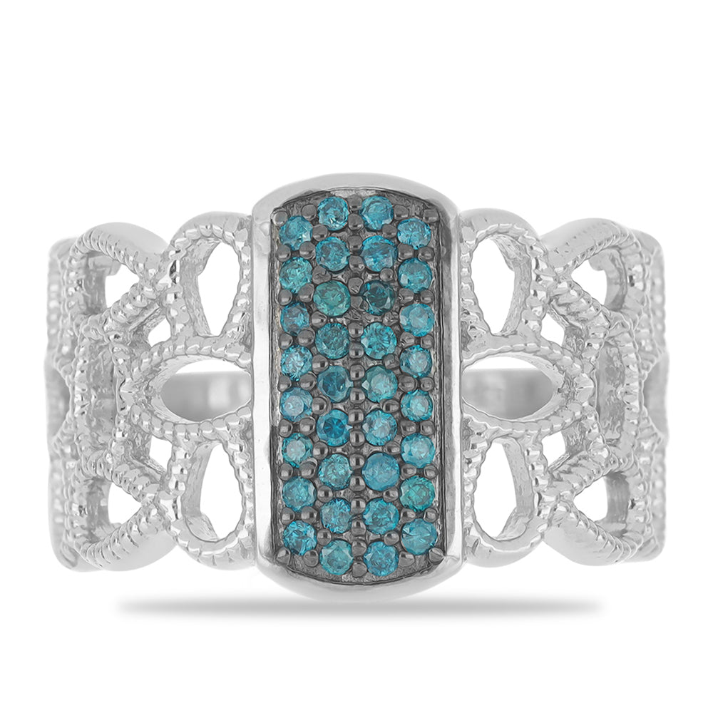 Silberring mit blauem Diamant