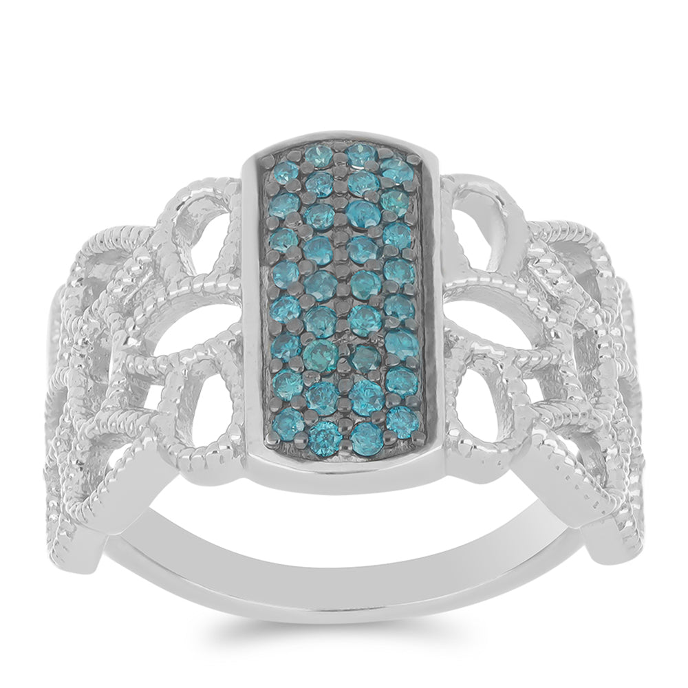 Silberring mit blauem Diamant