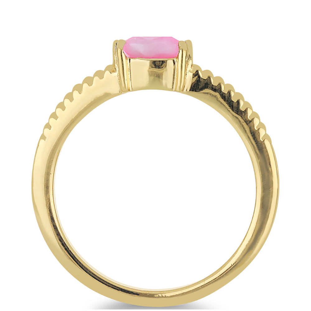 Goldplattierter Silberring mit rosa Opal aus Lega Dembi 2 