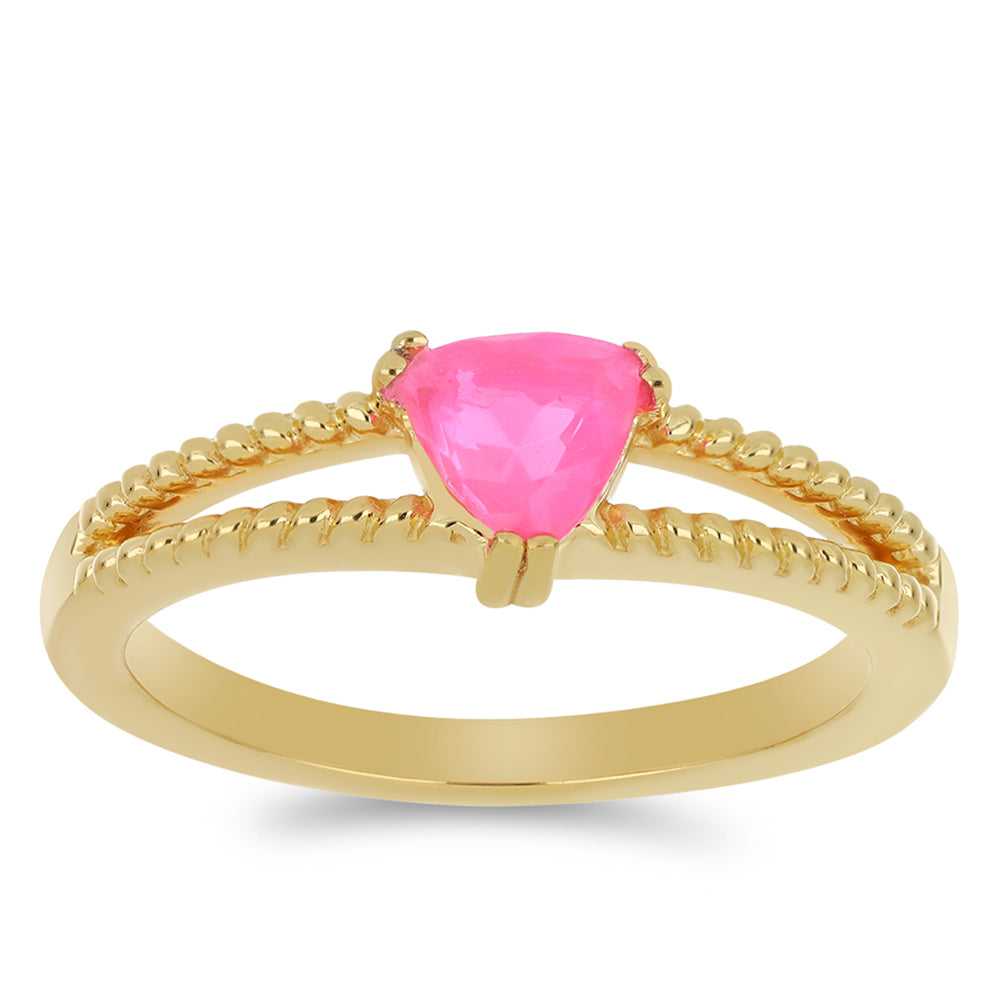 Goldplattierter Silberring mit rosa Opal aus Lega Dembi