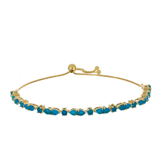 Goldplattiertes Silberarmband mit äthiopischem Paraiba-Blauopal