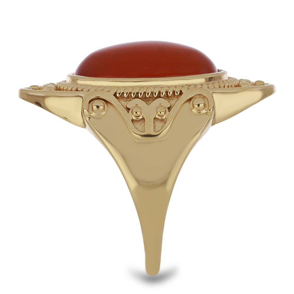 Goldplattierter Silberring mit rotem Chalzedon
