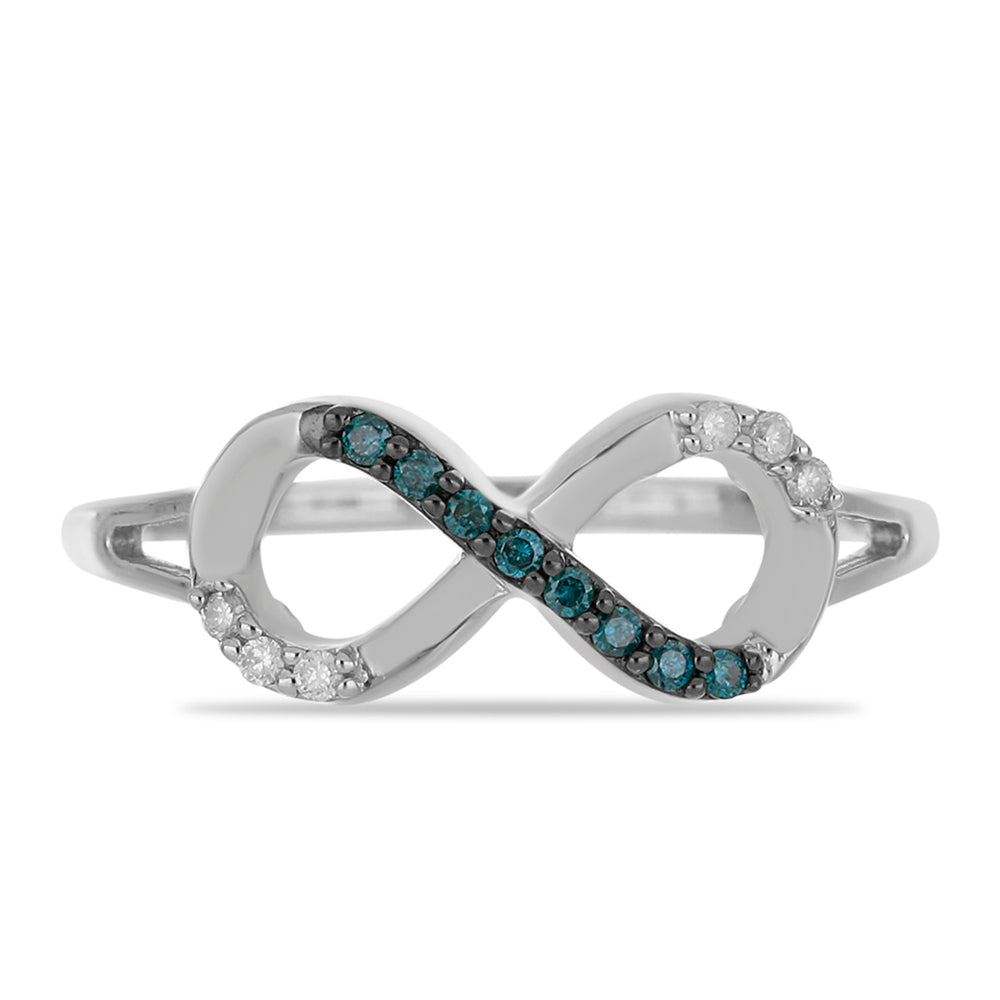 Silberring mit blauem Diamant und weißem Diamant 1 