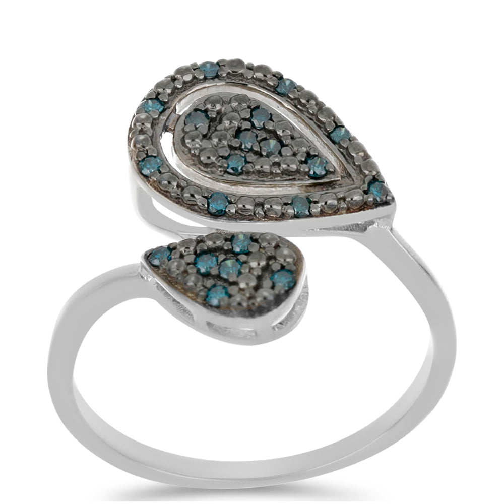 Silberring mit blauem Diamant