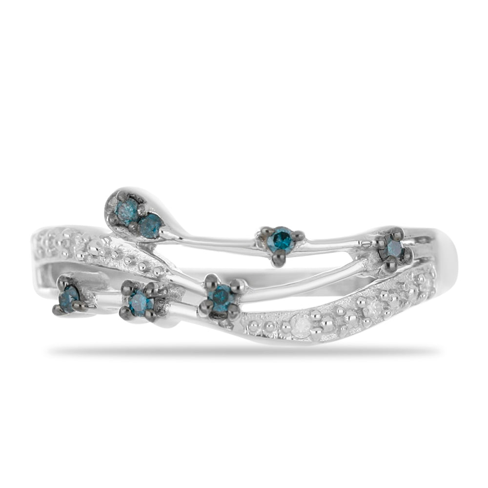 Silberring mit blauem Diamant 1 