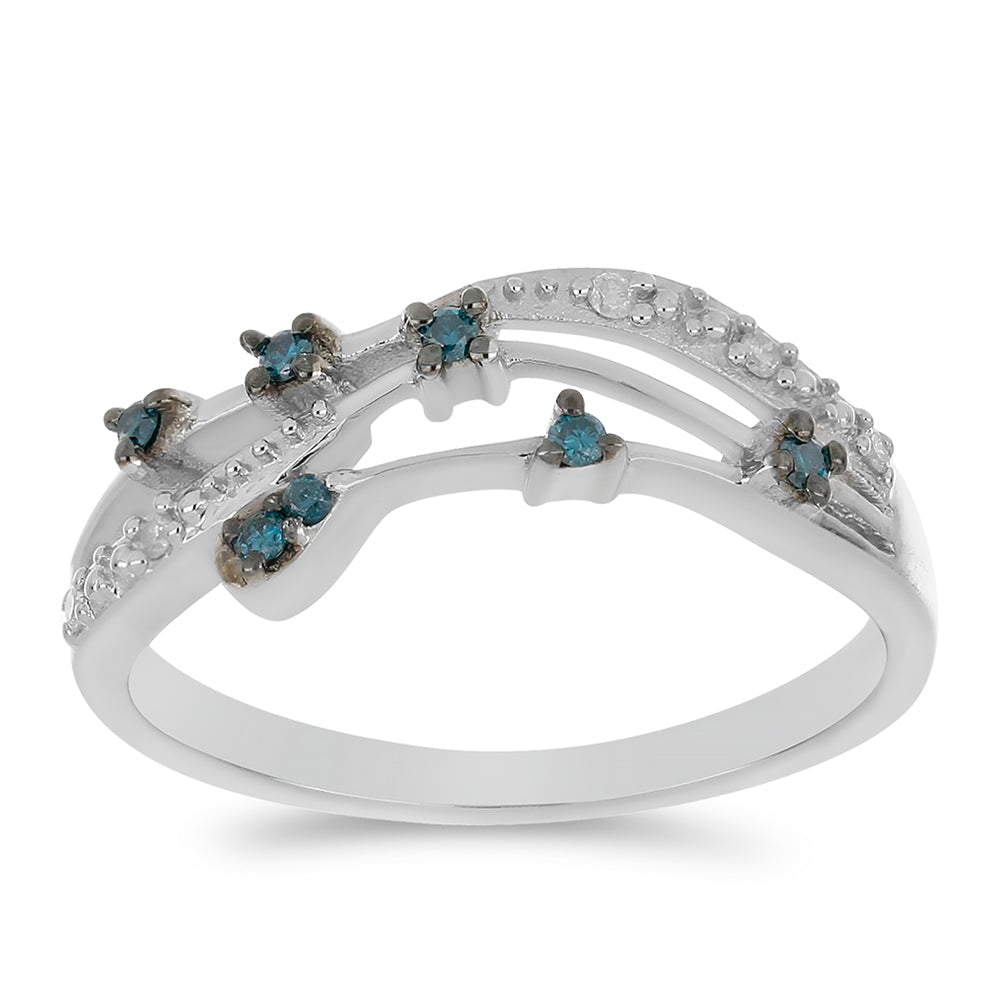 Silberring mit blauem Diamant