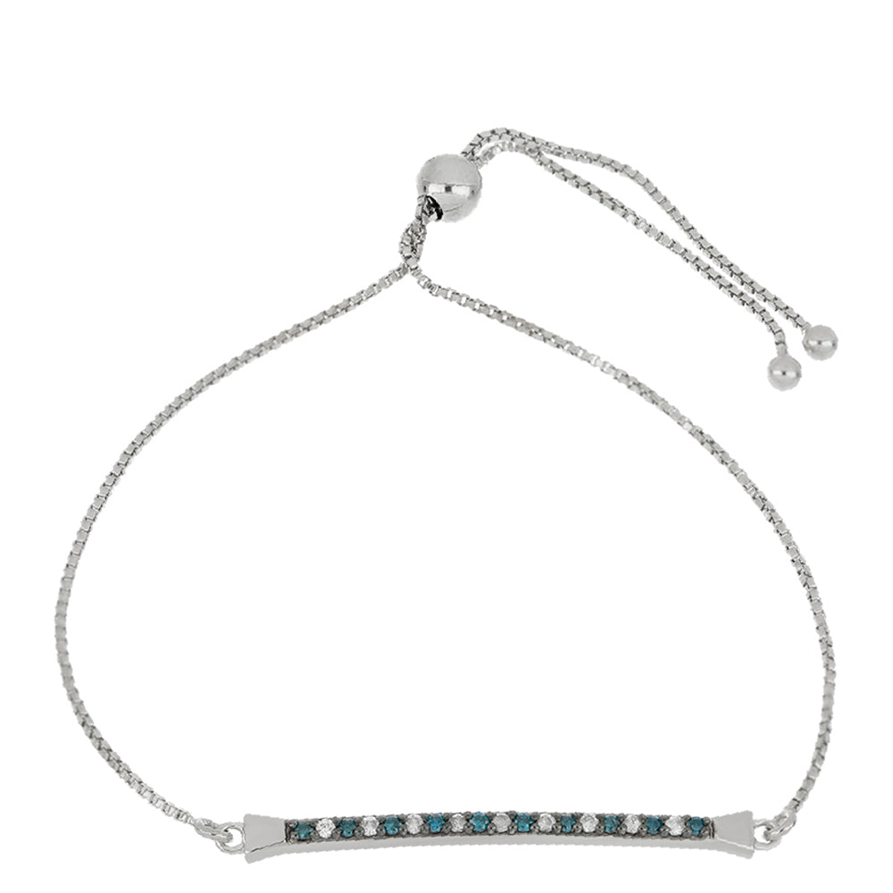 Silberarmband mit blauem Diamant und weißem Diamant