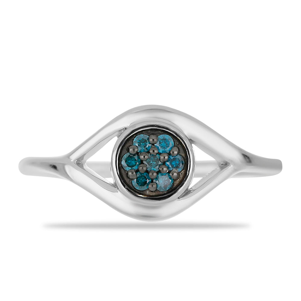 Silberring mit blauem Diamant 1 