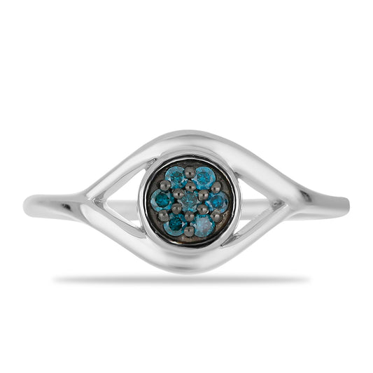 Silberring mit blauem Diamant