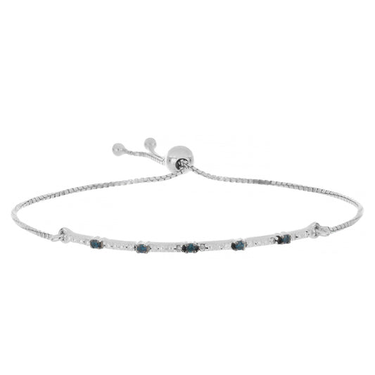 Silberarmband mit blauem Diamant und weißem Diamant