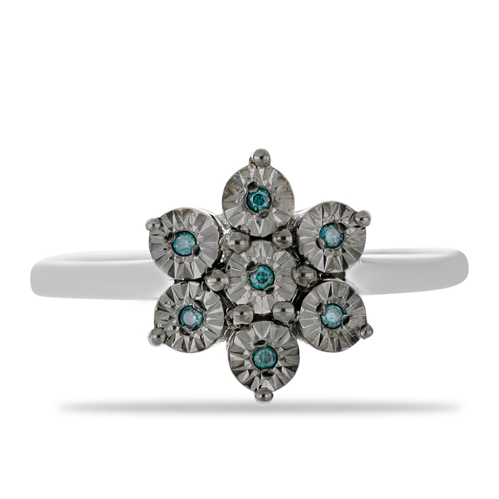 Silberring mit blauem Diamant 1 