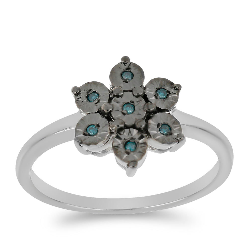 Silberring mit blauem Diamant