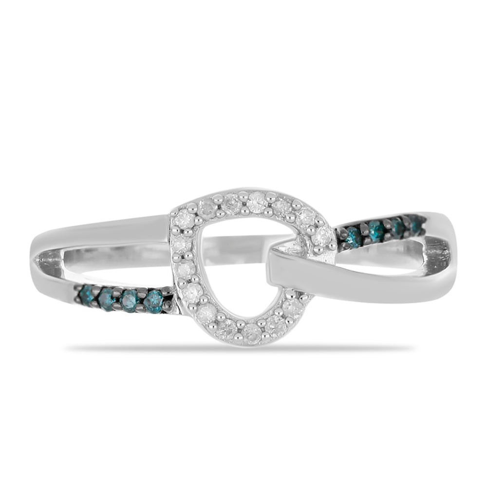 Silberring mit blauem Diamant und weißem Diamant 1 