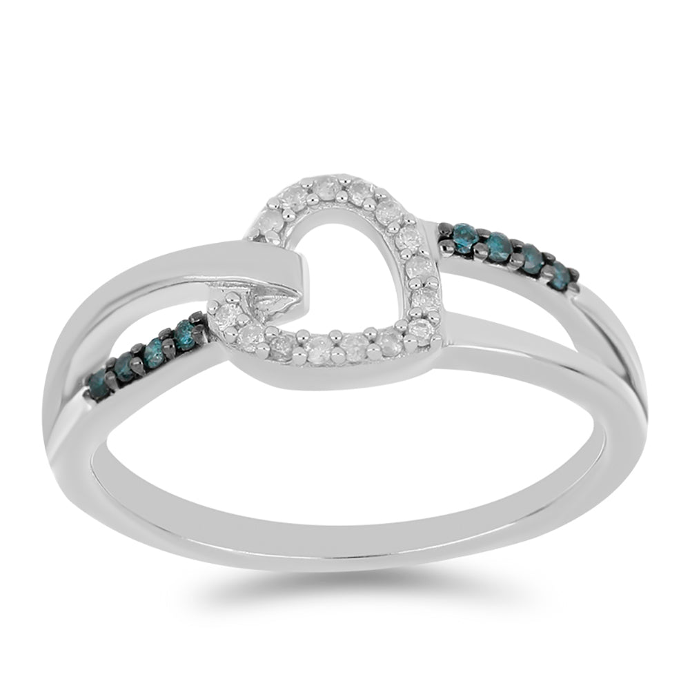 Silberring mit blauem Diamant und weißem Diamant 3 