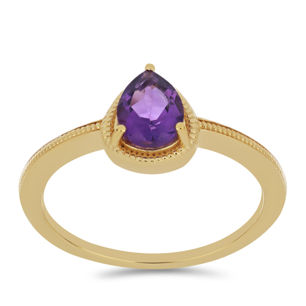 Goldplattierter Silberring mit marokkanischem Amethyst 3 