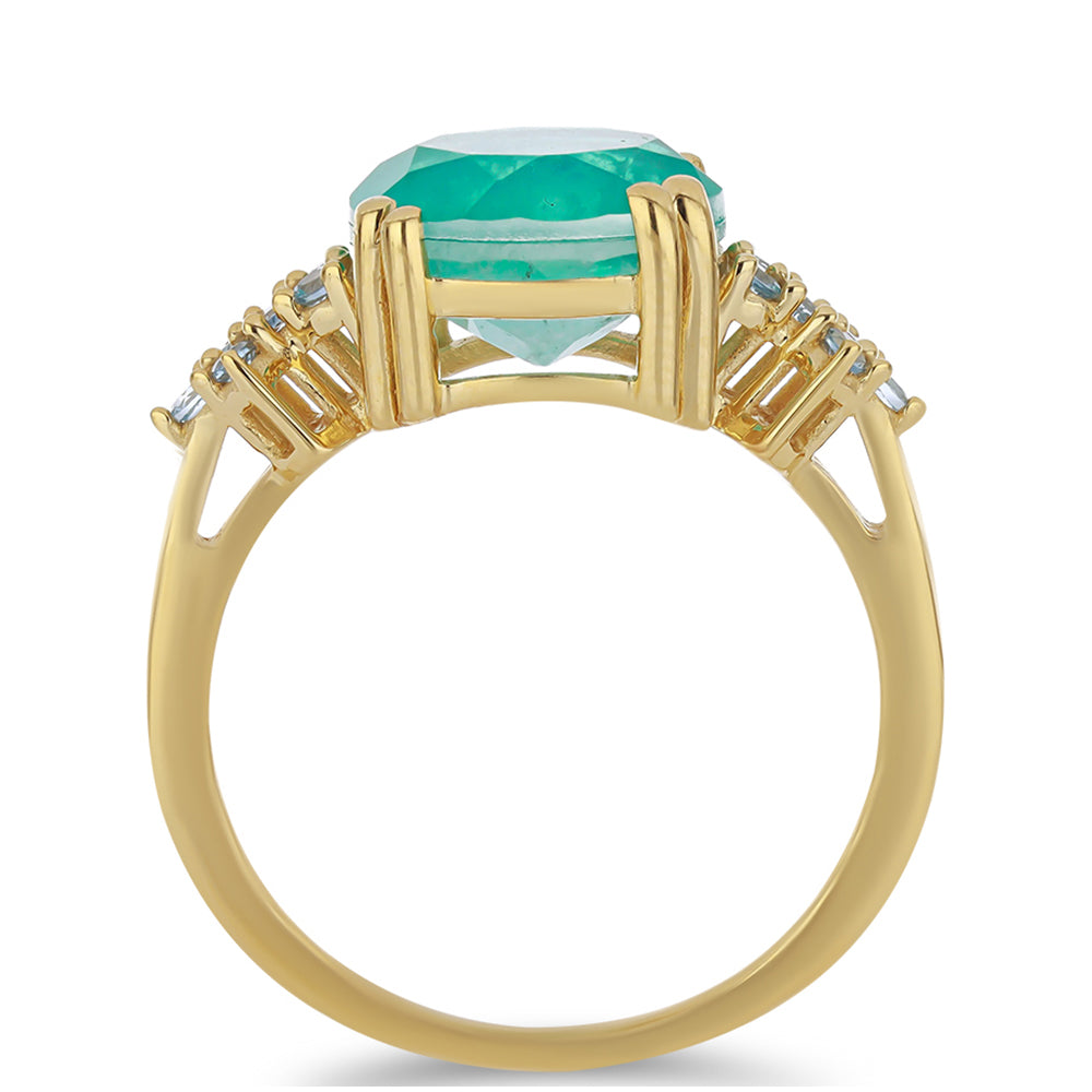 Goldplattierter Silberring mit Paraiba Quarz und himmelblauem Topas