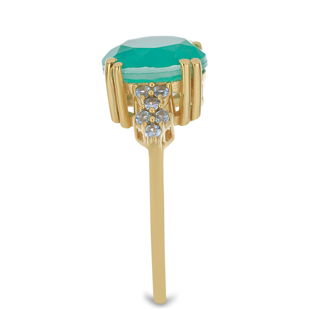 Goldplattierter Silberring mit Paraiba Quarz und himmelblauem Topas 4 