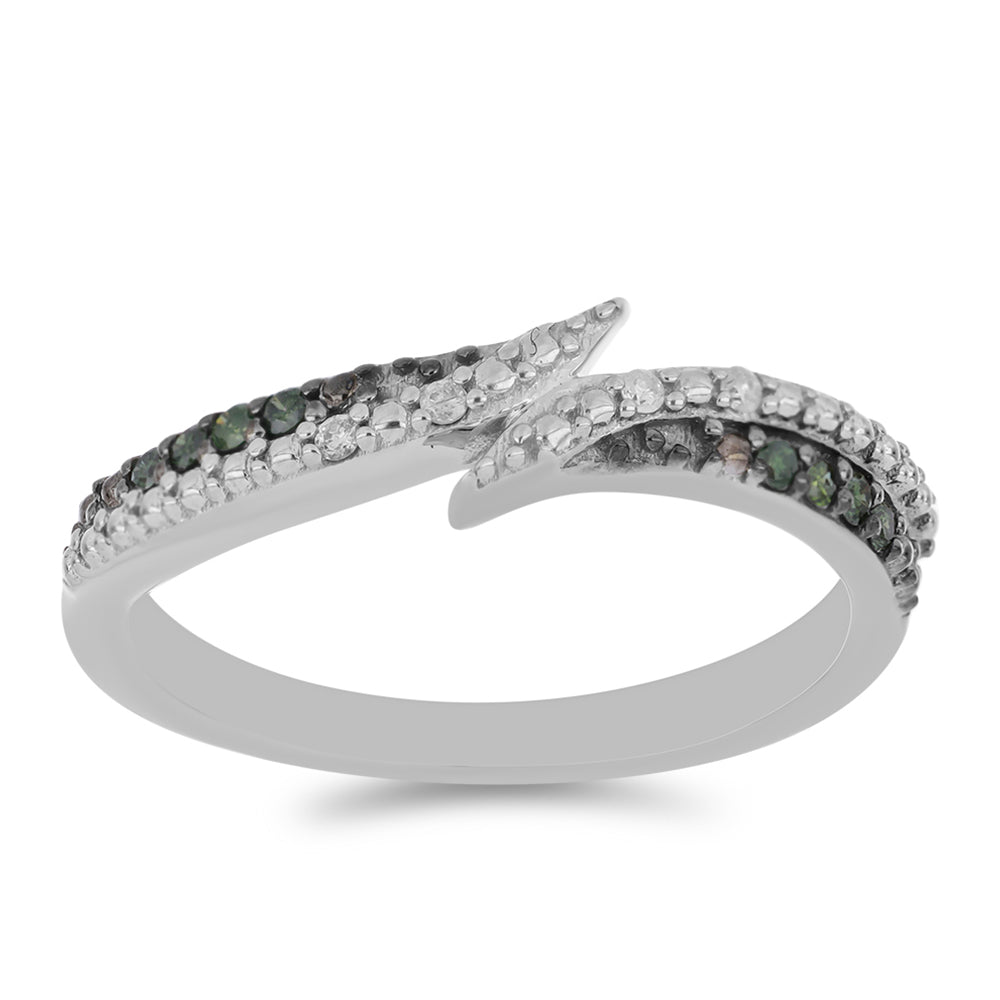 Silberring mit grünem Diamant und weißem Diamant