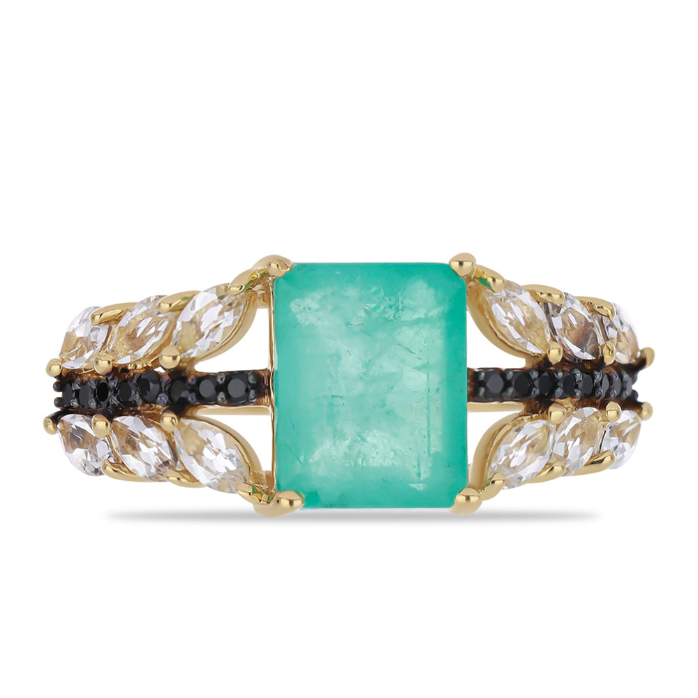 Goldplattierter Silberring mit Paraiba Quarz 1 