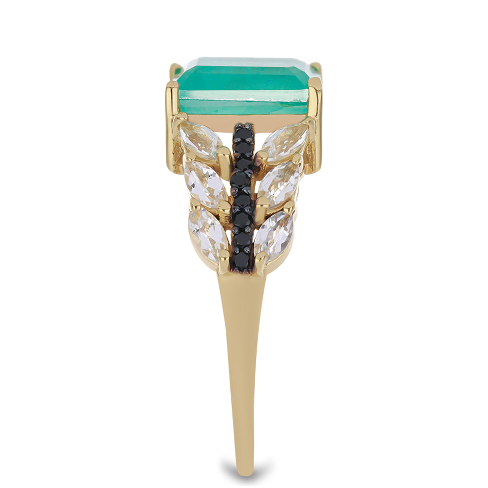 Goldplattierter Silberring mit Paraiba Quarz