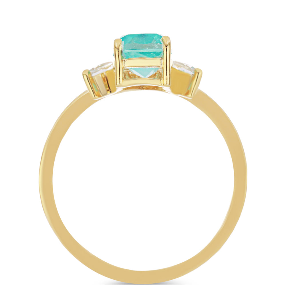 Goldplattierter Silberring mit Paraiba Quarz und weißem Topas