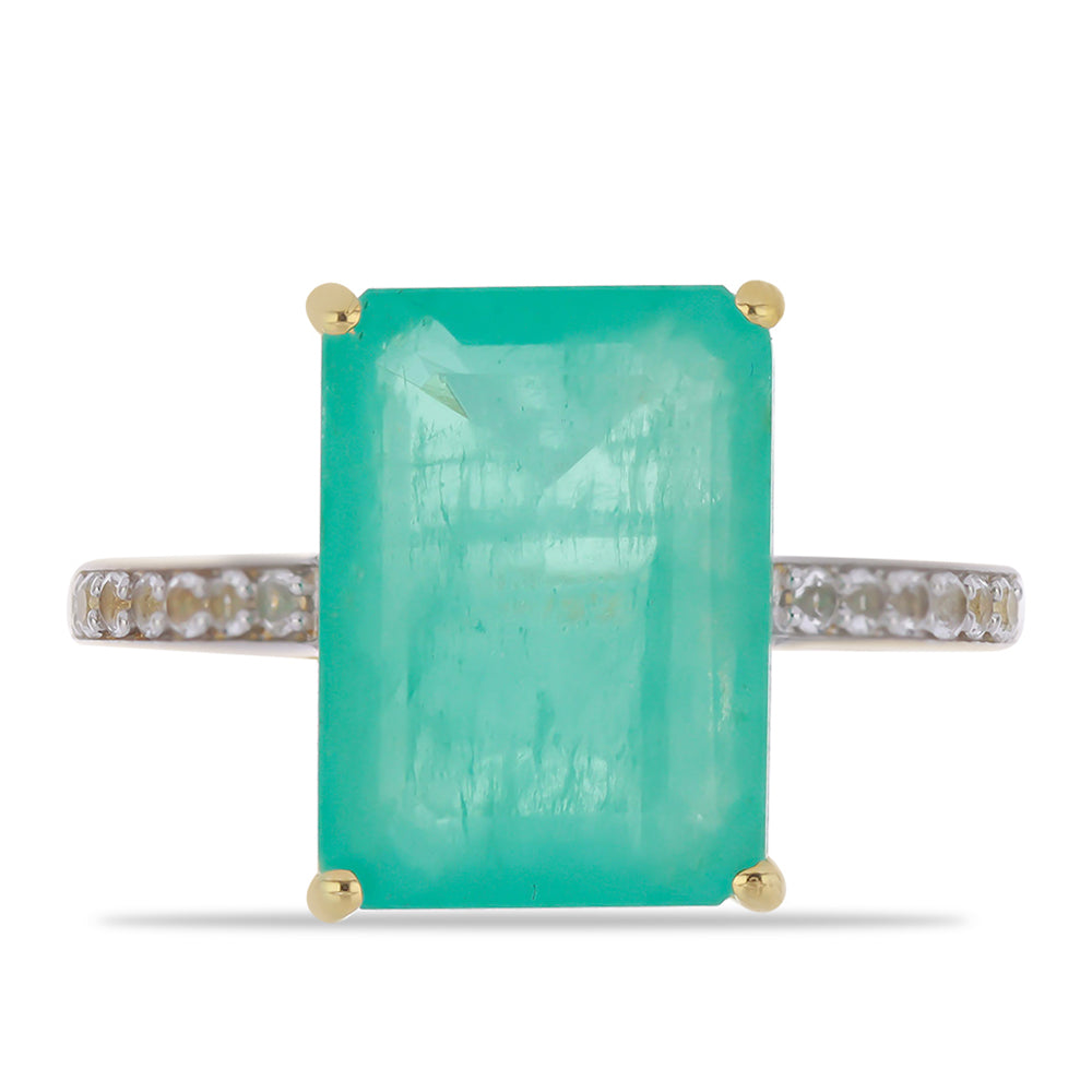 Goldplattierter Silberring mit Paraiba Quarz und weißem Topas