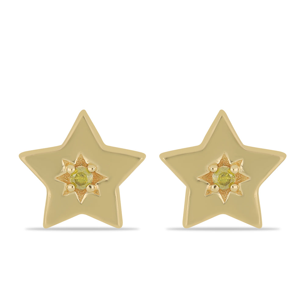 Goldplattierte Silberohrringe mit gelbem Diamant
