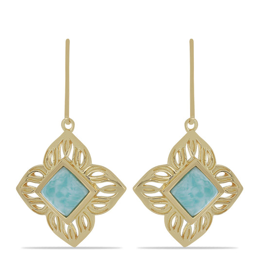 Goldplattierte Silberohrringe mit Larimar