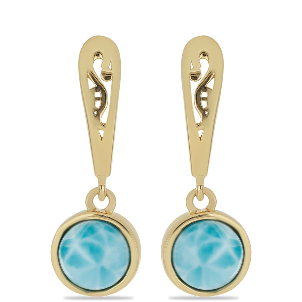 Goldplattierte Silberohrringe mit Larimar