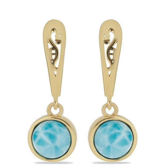 Goldplattierte Silberohrringe mit Larimar