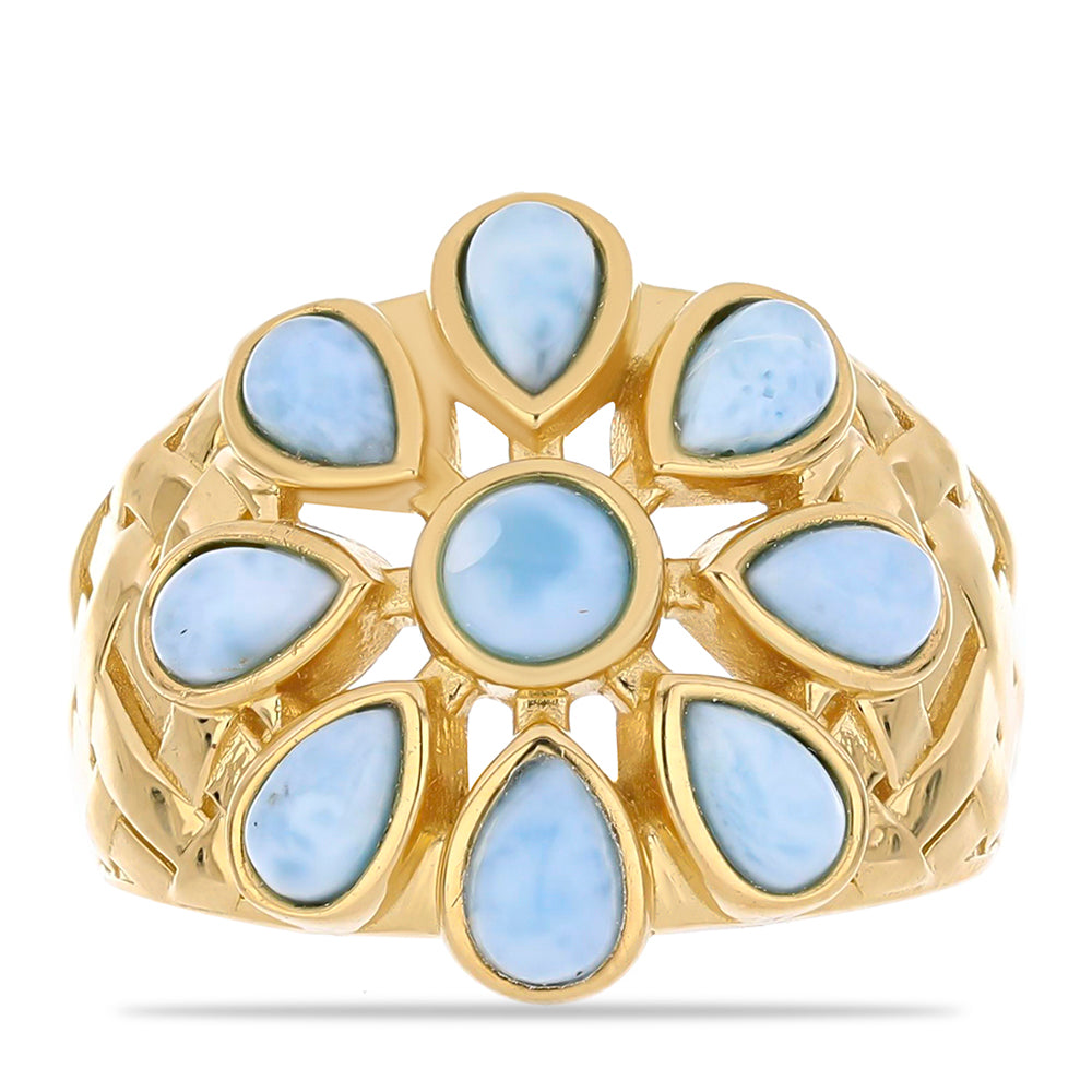 Goldplattierter Silberring mit Larimar 1 