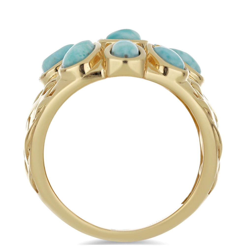 Goldplattierter Silberring mit Larimar