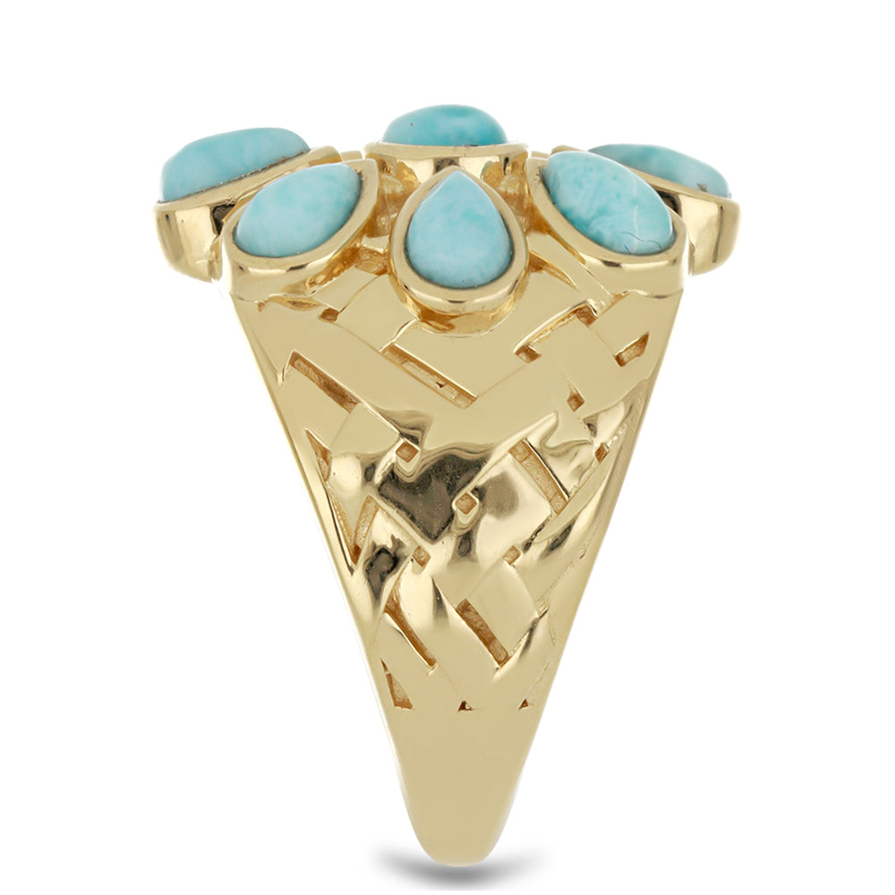 Goldplattierter Silberring mit Larimar