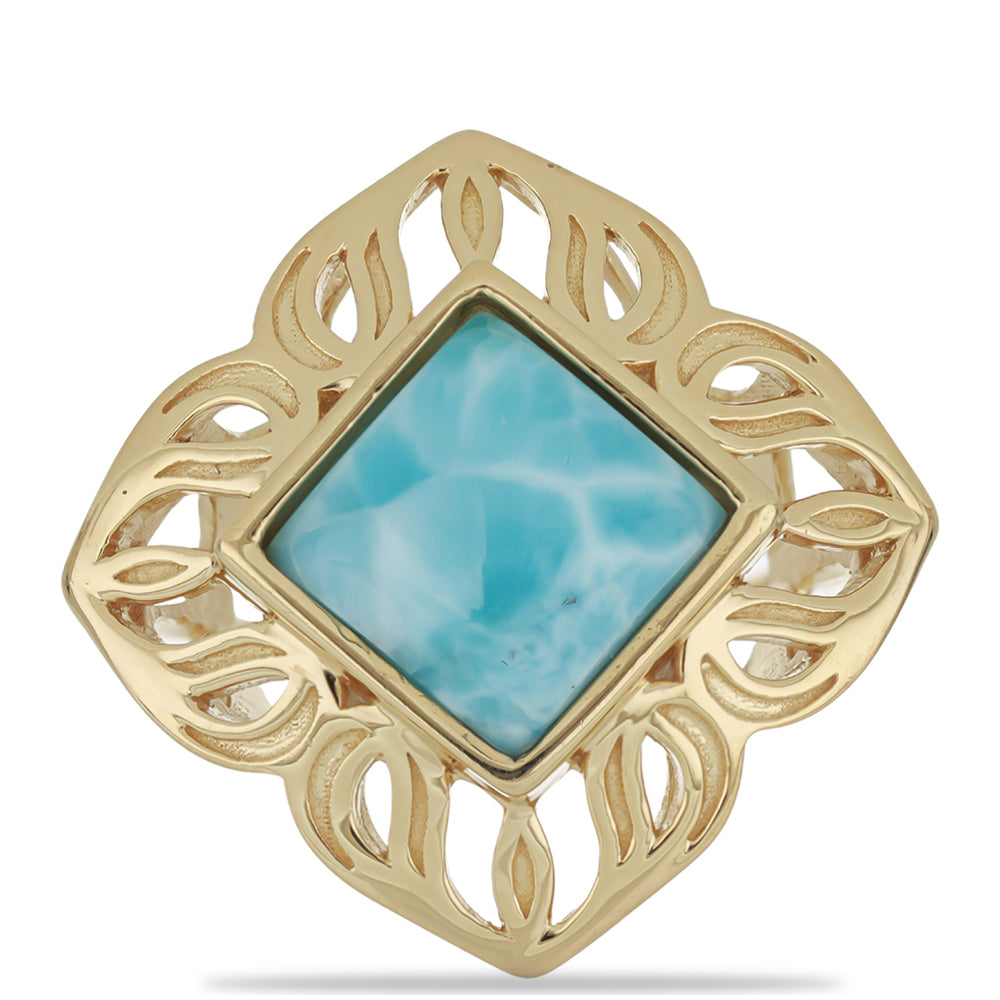 Goldplattierter Silberring mit Larimar 1 