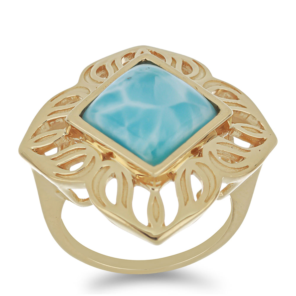 Goldplattierter Silberring mit Larimar 3 