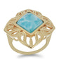 Goldplattierter Silberring mit Larimar