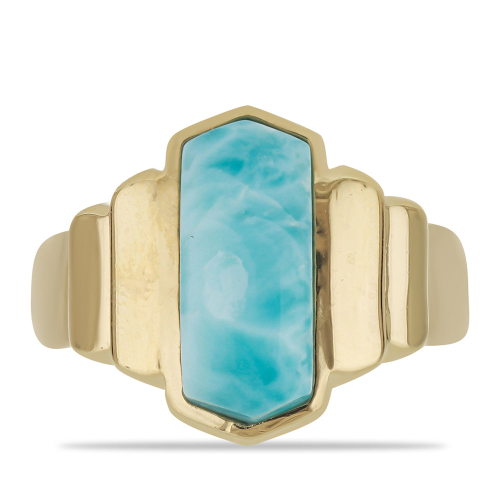 Goldplattierter Silberring mit Larimar