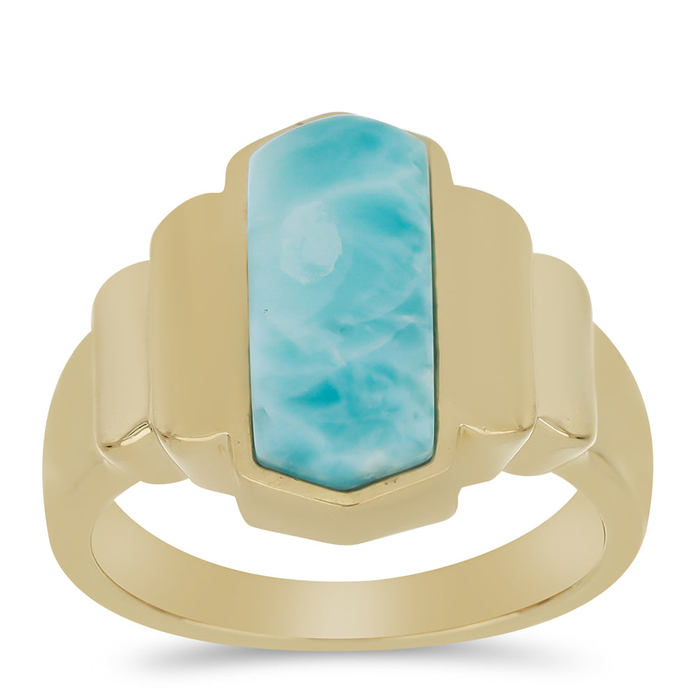 Goldplattierter Silberring mit Larimar