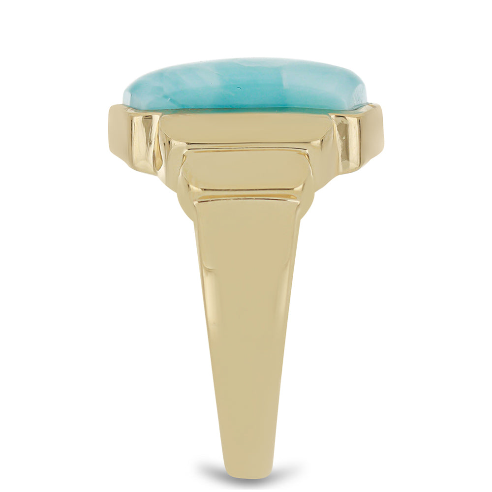 Goldplattierter Silberring mit Larimar